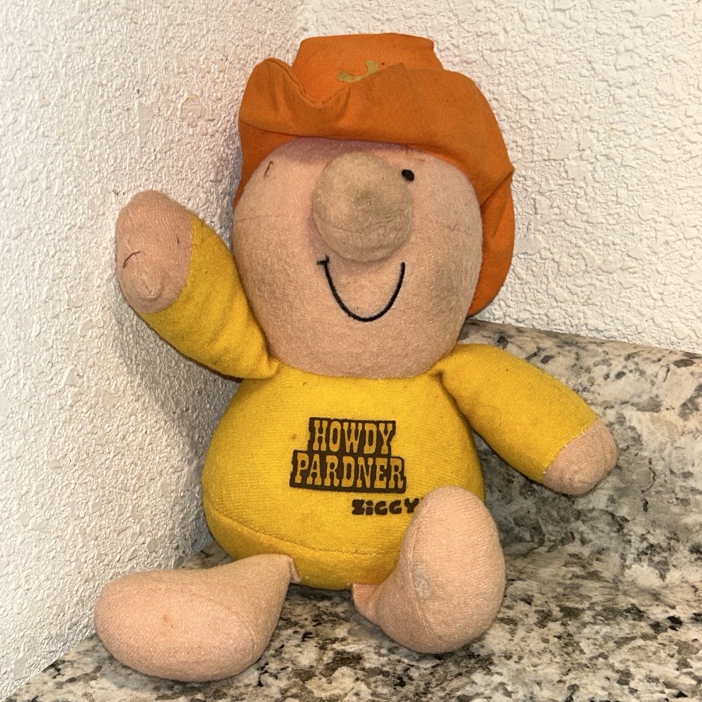 ZIGGY 8" KNICKERBOCKER VINTAGE 1982 COWBOY HAT‎ HOWDY PARDNER PLUSH TOY DOLL P3